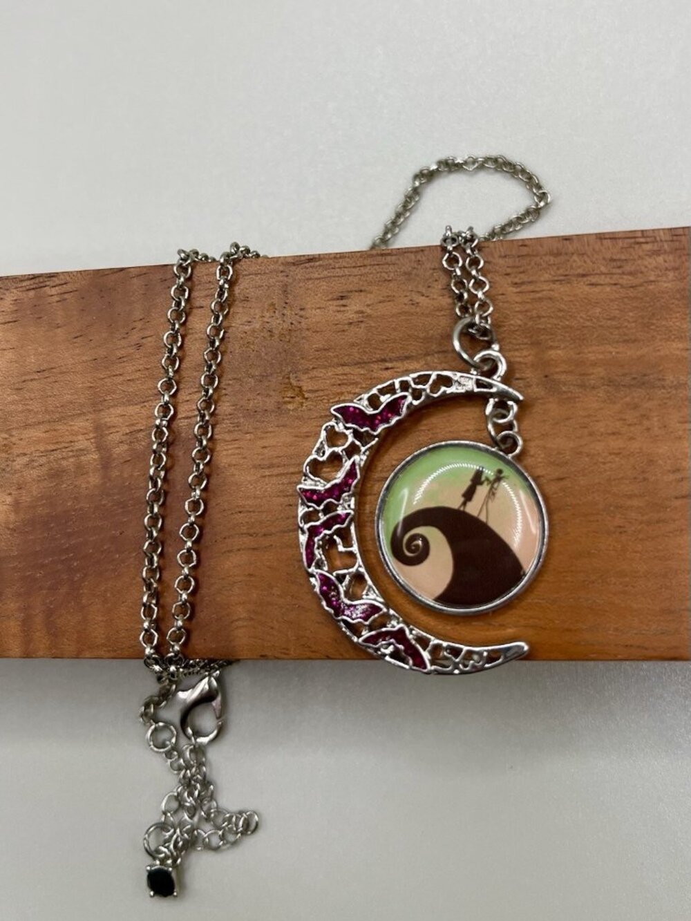 Disney Nightmare Before Christmas Jack Skellington Crescent Moon Necklace Spooky
